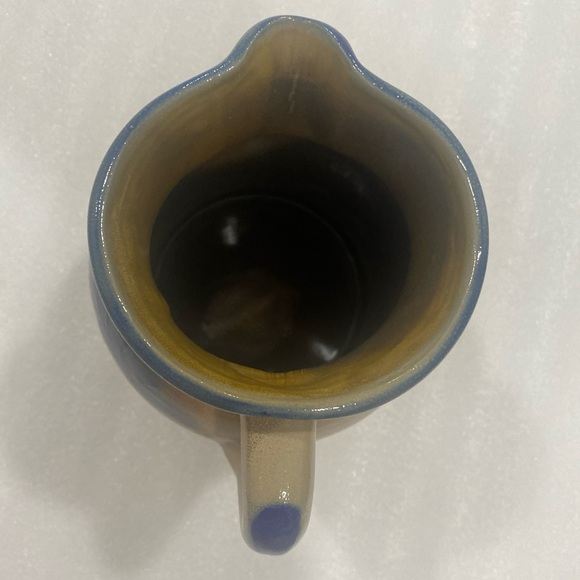 Beaumont Brothers Pottery 9” Salt Glazed Pitcher With Handle Blue Heart Design - Picture 5 of 10